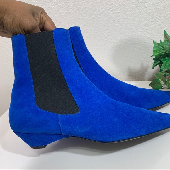 Bimba Y Lola Chelsea Boots Blue Suede Pointed Toe - Picture 8 of 11